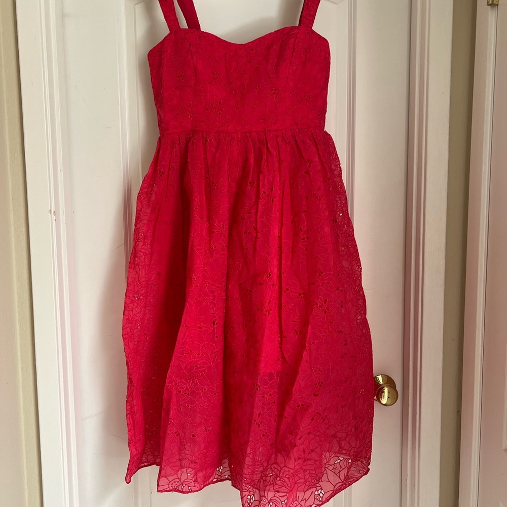 French Connection Red Sweetheart Sundress for Wedding Guest